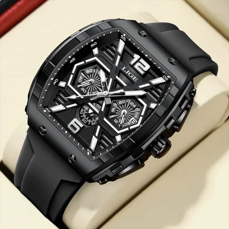 LG98K LIGE 89108 Black Sports Chronograph Watch For Men