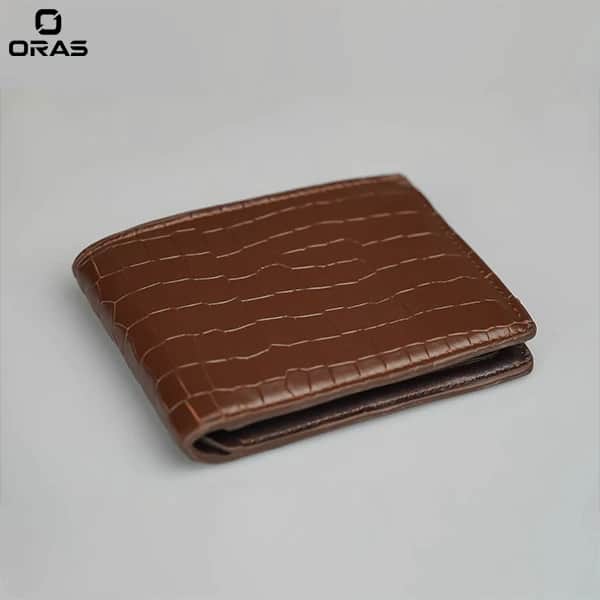 R1086 ORAS Genuine leather stone dice short wallet for men