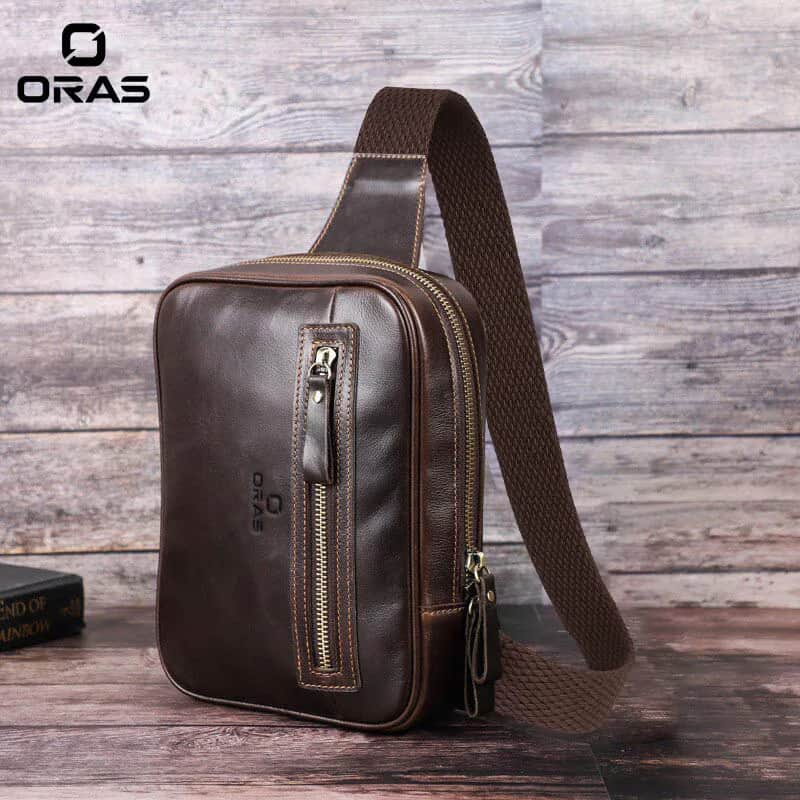 F121 ORAS Genuine Leather Multifunctional Chest Bag