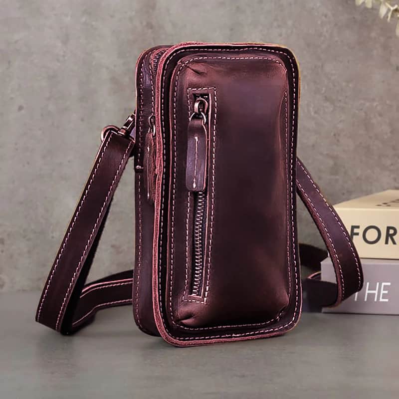 F163 Premium Genuine Leather Multifunctional Sling Bag for Men & Women