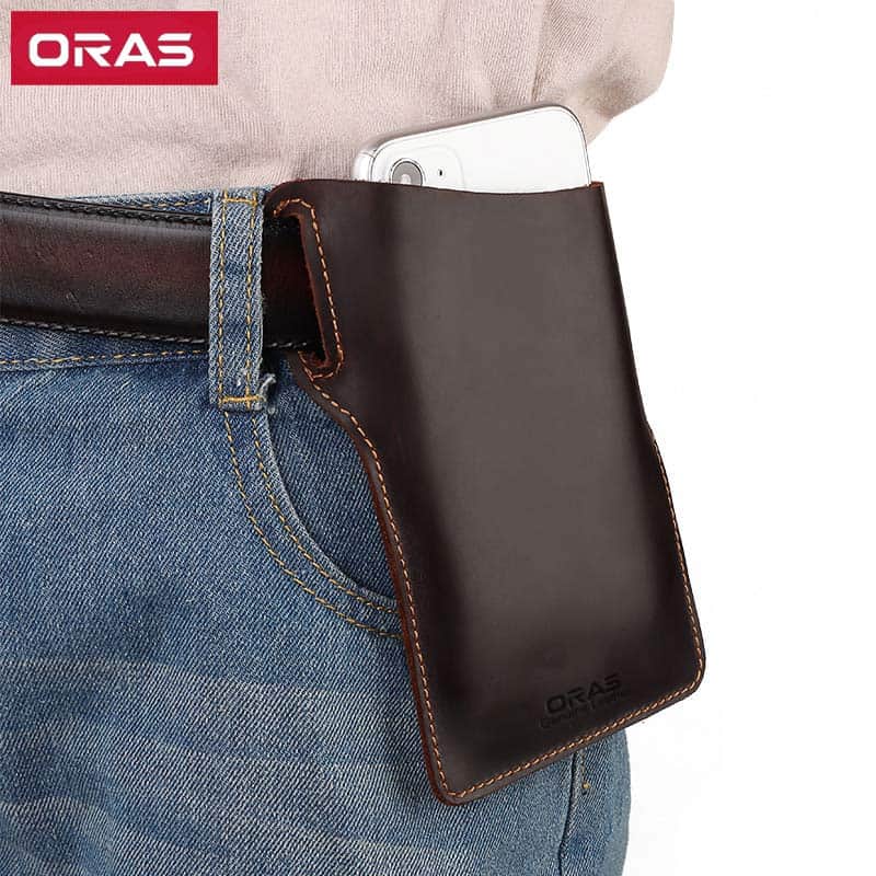 RA74C ORAS Genuine Leather Mobile Case Belt Waist Bag