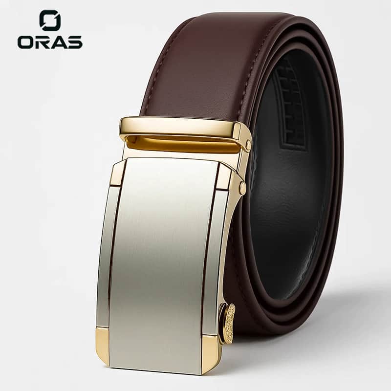 B674 ORAS Premium Genuine Leather Automatic Buckle Belt