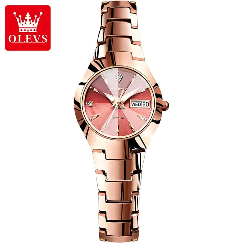 E82G OLEVS 8697 Luxurious Copper Dial Ceramic Strap Ladies Watch