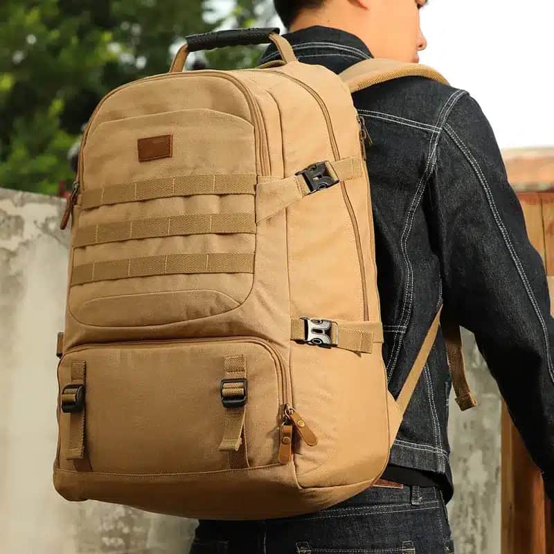 B1026 XINCADA Canvas Travel Backpack: Versatile, Expandable, and Ready for Adventure