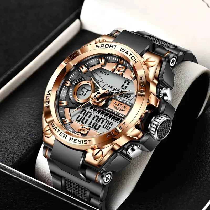 LG102 Lige 8922 Luxury Sports Dual Time Watch For Men