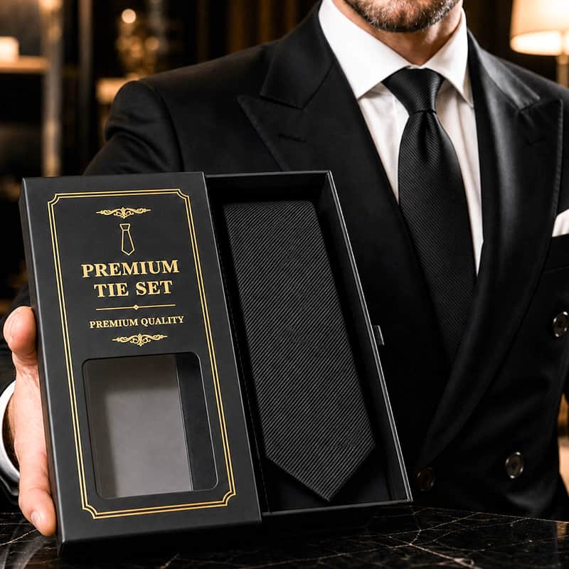 TY38 Premium Quality Solid Black Tie for Men