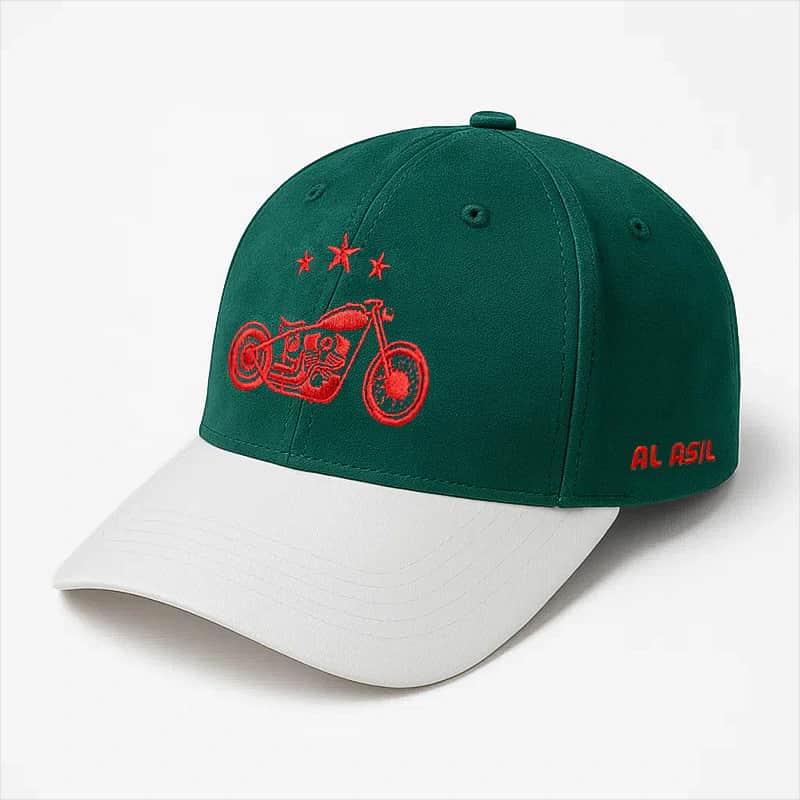 CP1189 White & Green Cap with Vintage Moto Vibe