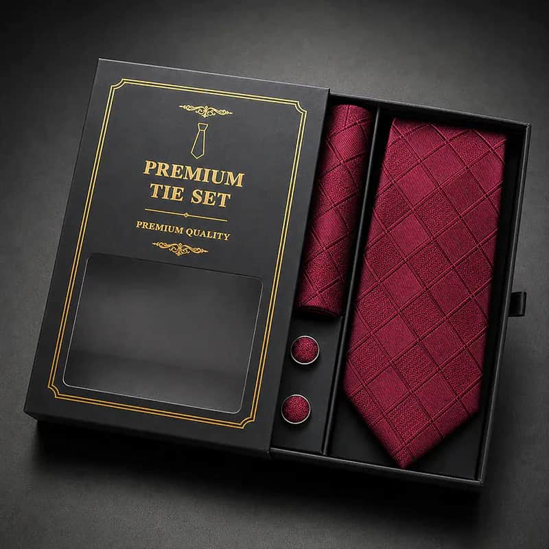 TY49 Luxury Maroon Check Pattern Tie for Men