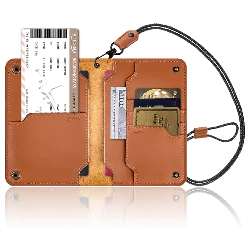R1043 Oras Genuine Leather Travel Organizer Neck Passport Case