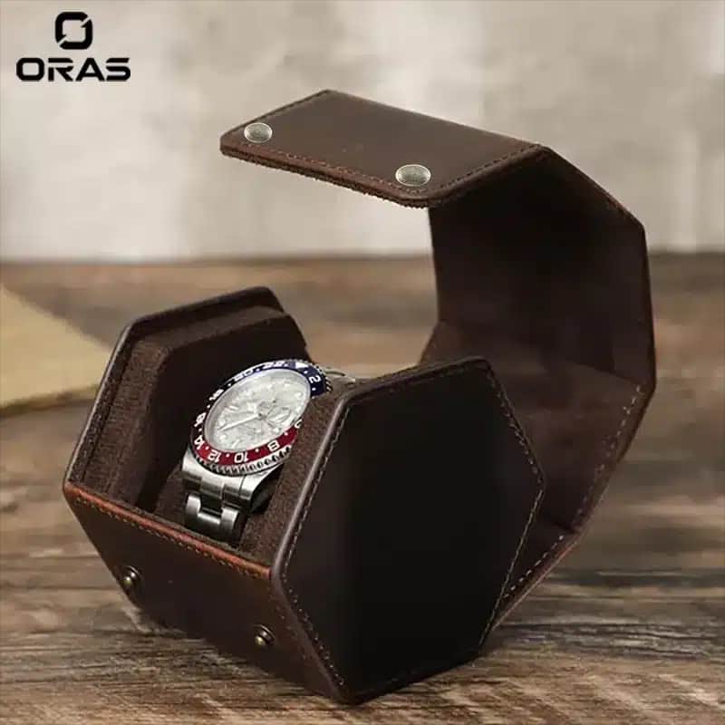R1071 ORAS Genuine Leather 1 Slots Watch Storage Case