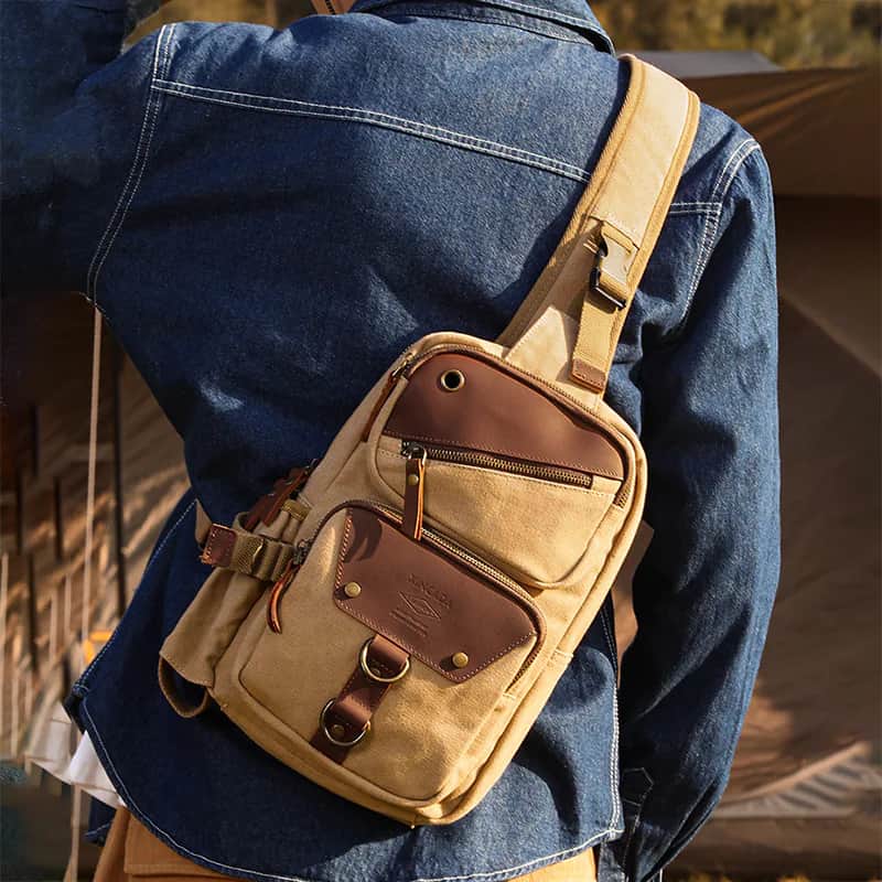 B1059 XINCADA Crossbody Canvas Sling Bag for Outdoor Adventures
