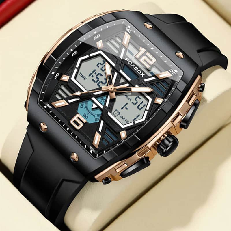 K1057 FOXBOX Luxury Sports Military Dual Time Watch For Men
