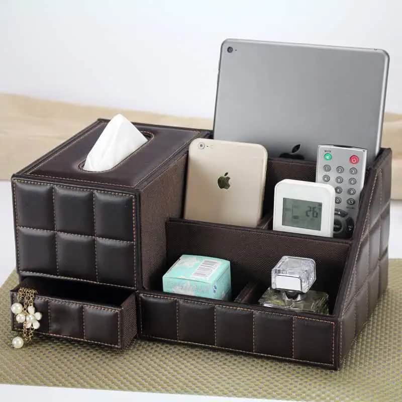 R1012 ORAS Genuine Leather Bedside Table/Desk Organizer