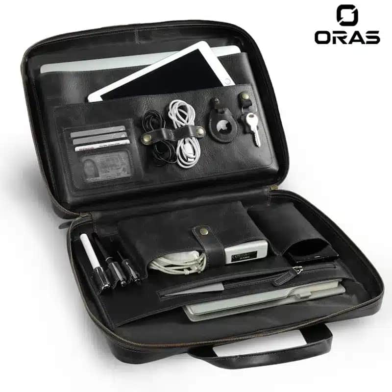 F152 Oras Genuine Leather Travel Laptop Messenger Bag for Men & Women