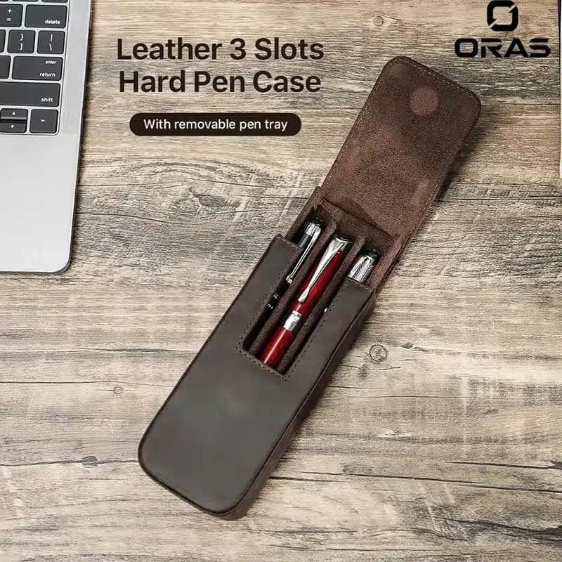 R1035 ORAS Genuine Leather Handmade Creative Drawer Type Pen Storage Box