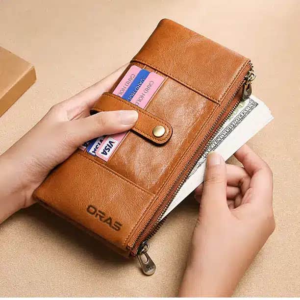 R1038 ORAS Genuine Leather Long Hand Wallet