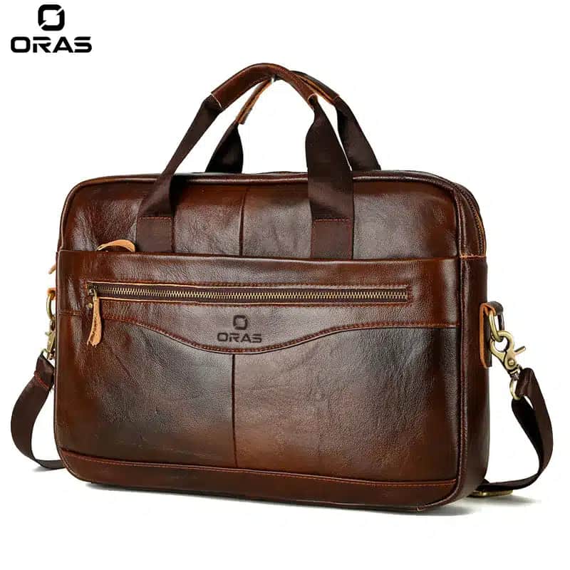 F157 ORAS Genuine Leather Laptop Bag for Men
